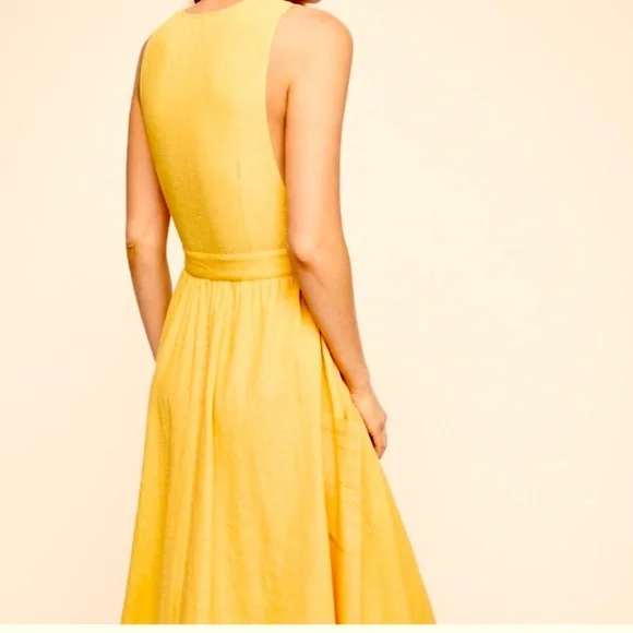 NWOT Free People Mustard Wrap Dress excellent cond, adorable all seasons! sz Md - Picture 3 of 14